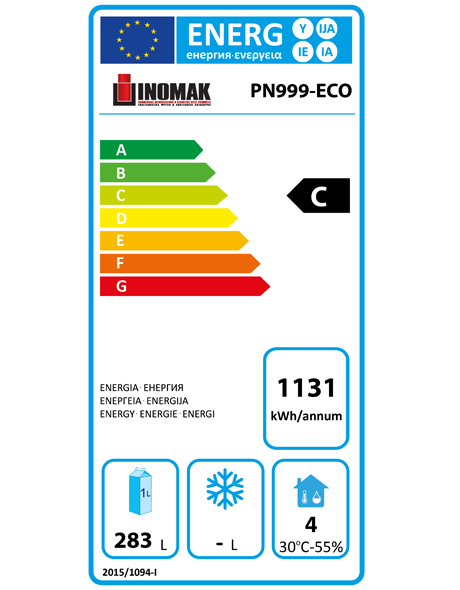 PN999-HC 429 Ltr 3 Door Stainless Steel Refrigerated Counter Energy Rating