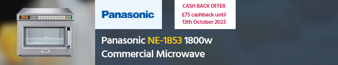 Panasonic NE-1853 1800w Commercial Microwave, cash back offer, £75 cashback until 13th October 2023