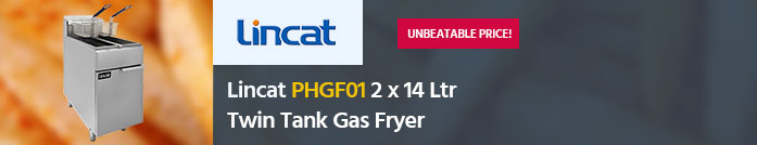 Lincat Phoenix PHGF01/N 2 x 14 Ltr Twin Tank Twin Basket Natural Gas Fryer