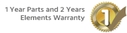 Manufacturers 1 Year Parts Only Warranty - 2 Years on Elements