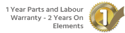 Manufacturers 1 Year Parts and Labour Warranty - 2 Years on Elements - 1 Year Parts Only For NON UK Mainland (including some areas of the Scottish Highlands) Postcodes