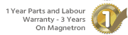 Manufacturers 1 Years Parts and Labour Warranty - 3 Years on Magnetron