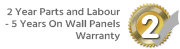 Manufacturers 2 Years Parts and Labour 5 Years On Wall Panels Plus 24/7 Phone Support