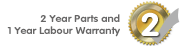 Manufacturers 2 Year Parts and 1 Year Labour Warranty