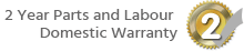 Manufacturers 2 Years Parts and Labour Domestic Warranty - 2 Years Parts Only For NON UK Mainland (including some areas of the Scottish Highlands) Postcodes