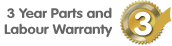 Manufacturers 3 Years Parts and Labour Warranty - 3 Years Parts Only For NON UK Mainland (including some areas of the Scottish Highlands) Postcodes