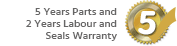 Manufacturers 5 Years Parts, 2 Years Labour & 2 Years Seals Warranty - 2 Years Parts Only For NON UK Mainland (including some areas of the Scottish Highlands) Postcodes