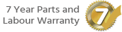 Manufacturers 7 Years Parts & Labour Warranty - 7 Years Parts Only For NON UK Mainland (including some areas of the Scottish Highlands) Postcodes	